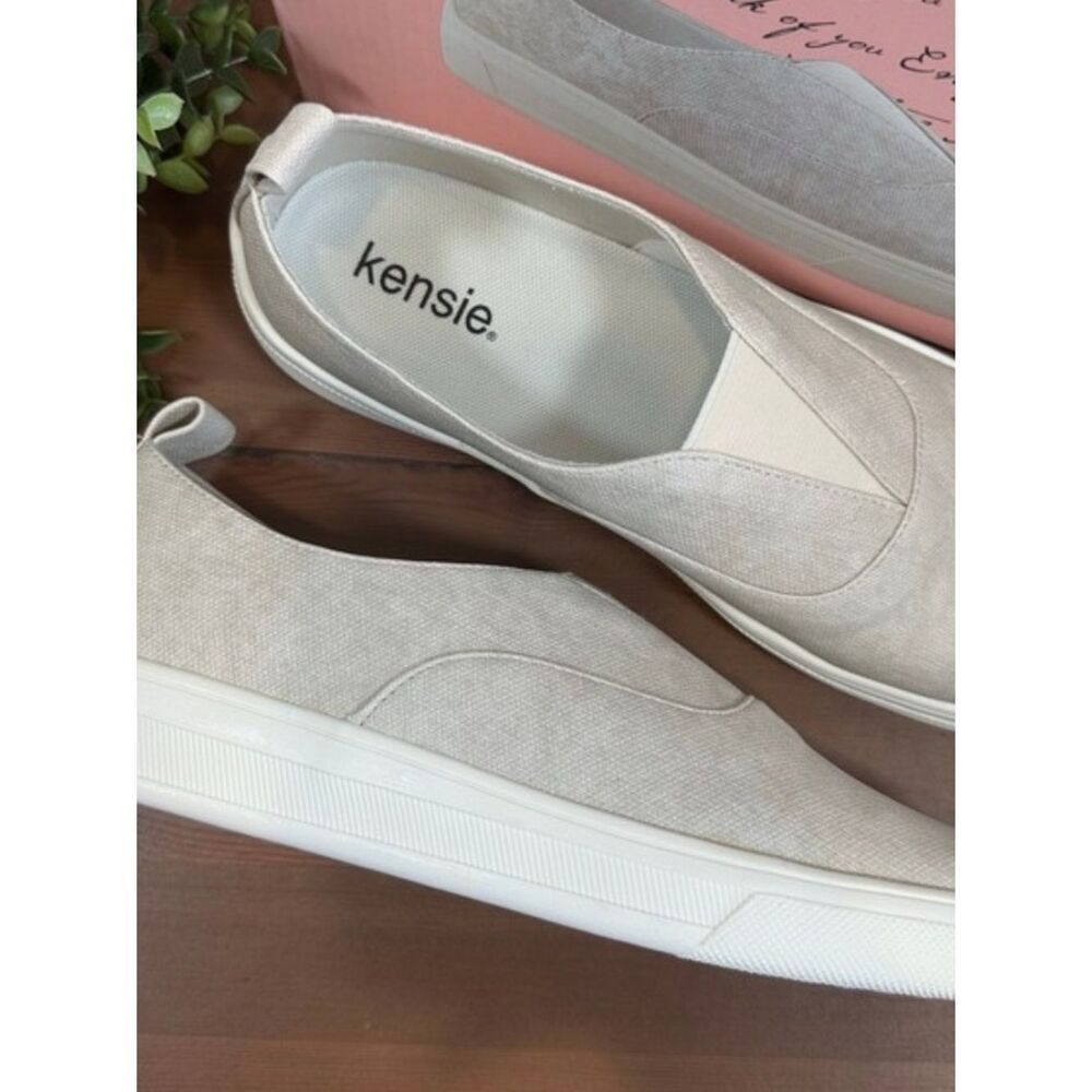 Kensie Slip-On Canvas Sneakers in Light Beige